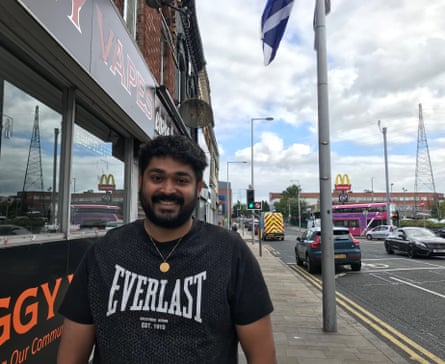 Sidharth Sreekumar, a civil servant from England, near his home in east Belfast.