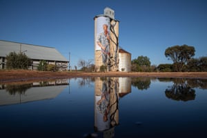 In Victoria’s north-west you’ll find this silo in a town called Patchewollock. The artist Fintan Magee book a room at the local pub to get to know the community in the area during the project. He eventually met a local man Nick Hulland, who would become the subject of the mural, illustrating the hardworking attitude of the community.