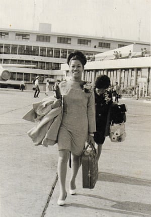 Looking a million dollars ... Mae Appleton pictured arriving from the Philippines in 1969.