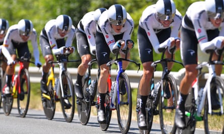 Team Sky during the team time trial stage, 9 July 2018, in Cholet.