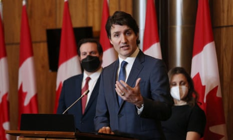 Germany to begin rollout of Novavax’s jab; New Zealand to end vaccine mandates after Omicron peak 7 Canadian prime minister Justin Trudeau speaks during a news conference on Monday.