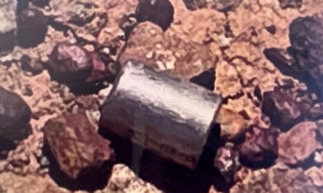 A radioactive capsule lying on the ground, near Newman, Australia, February 1, 2023.