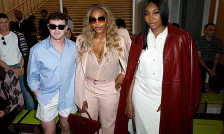 Paul Mescal in short shorts with Serena Williams and Venus Williams at the Gucci show.