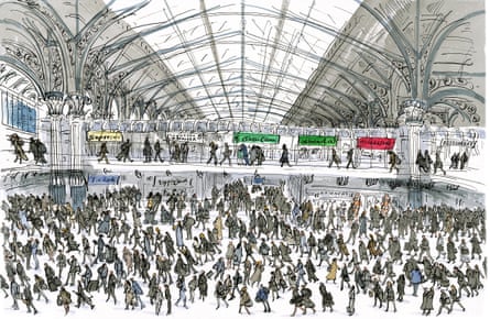 A watercolour of Liverpool Street station.