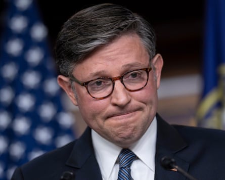 Head and shoulders of the speaker of the US House, Mike Johnson