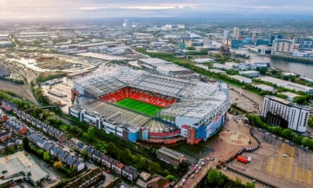 Aerial view of Old Trafford in August 2017.