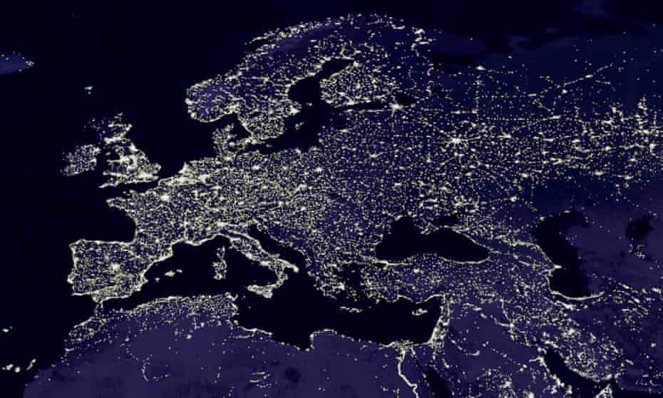 Europe at night.
