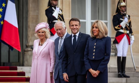 Queen Camilla and King Charles with Emmanuel and Brigitte Macron at the Elysée Palace in Paris