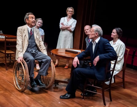 Robert Lindsay (Franklin), Rachel Pickup (Daisy), Teresa Banham (Missy), John Mackay (Cameron), Andrew Havill (Bertie, The King) and Rebecca Night (Elizabeth, The Queen) in Springwood.