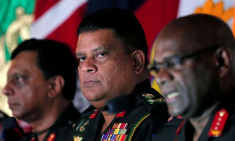 Shavendra Silva, centre, last year. Silva’s promotion to army chief in January 2019 triggered widespread outrage.