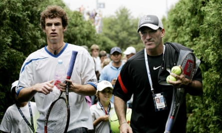 Murray with coach Brad Gilbert at the 2006 US Open. Gilbert felt the rough end of Murray’s tongue