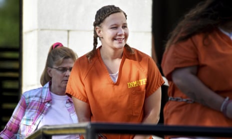 Reality Winner walks into the federal courthouse in Augusta, Georgia, in June 2018. 