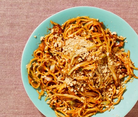 Meera Sodha’s cabbage peanut butter and gochujang noodles