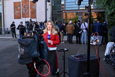 A media crew outside the Latrobe Valley court in Morwell on Monday