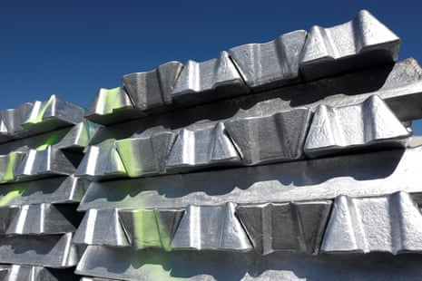 Aluminium ingots at Aluminium Dunkerque, in Northern France