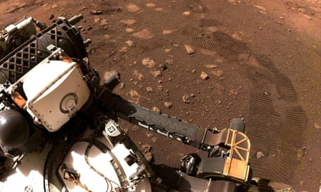 Nasa’s Mars rover Perseverance takes its first, short drive on the surface of the red planet in March last year.