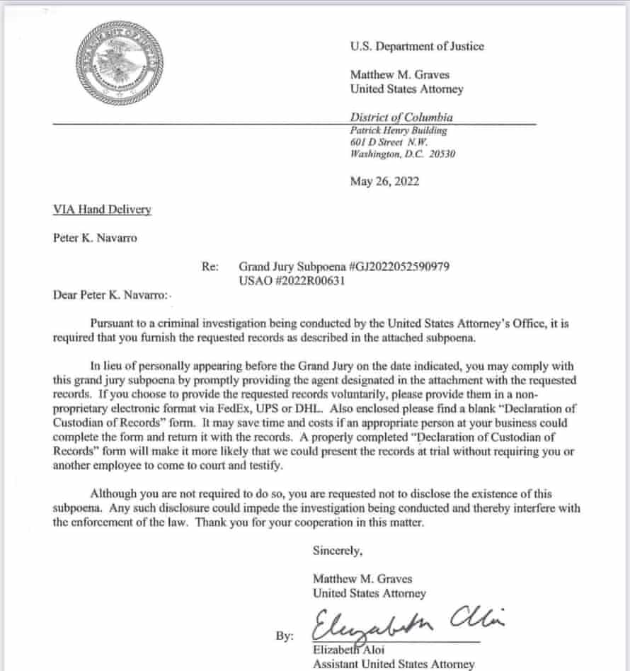 image of letter requesting documents from Navarro