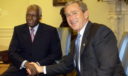 José Eduardo dos Santos with George W Bush at the White House in 2004.