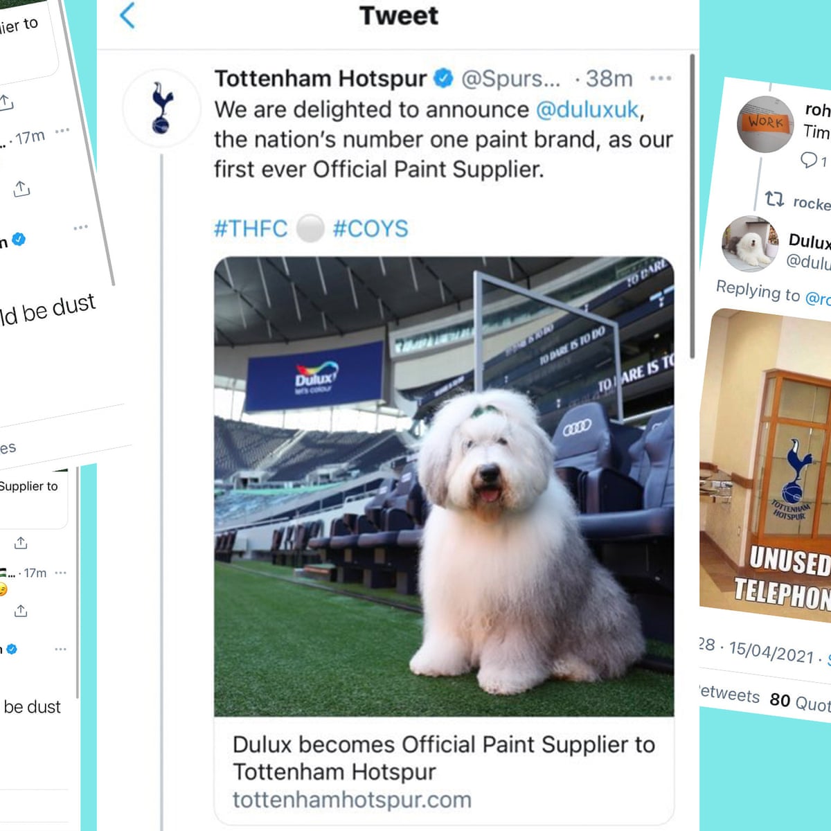 Dulux S Twitter Trolling Of Tottenham Takes Gloss Off Club S New Sponsorship Tottenham Hotspur The Guardian Dulux S Twitter Trolling Of Tottenham Takes Gloss Off Club S New Sponsorship Tottenham Hotspur The Guardian