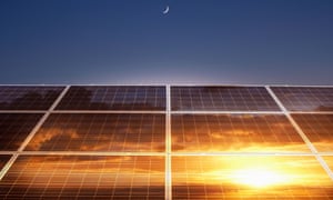 Suns reflection in solar panels. It is understood the falling cost of solar and wind energy suggested clean energy deals would continue to be signed.