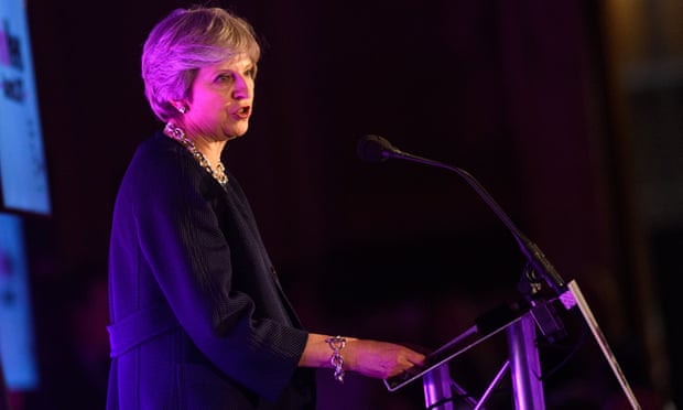 Theresa May delivers a speech at the Pink News awards held at One Great George Street, London.