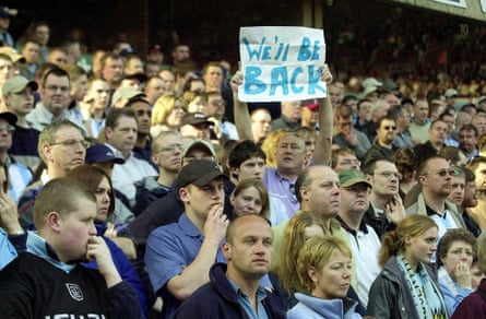 Coventry City fans at Villa Park after their relegation from the top flight in 2001.
