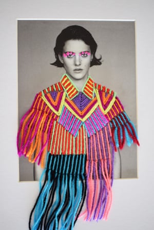 Embroidered photograph of a model by Mexican artist Victoria Villasana