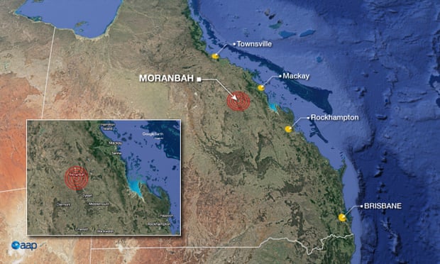 Graphic showing the location of Anglo American's Grosvenor coalmine at Moranbah Queensland.