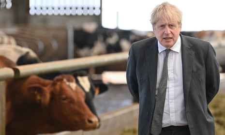 Boris Johnson visits a farm in Wrexham on 26 April 2021