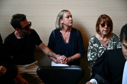 Gisèle Pelicot with her daughter Caroline Darian and one of her sons at the courthouse during the trial in September 2024.