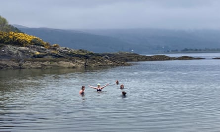 Five wild swimmers in Loch Riddon