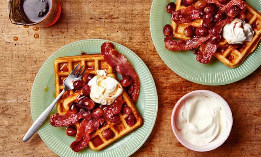 Thomasina Miers’ waffles with sweet-roasted grapes