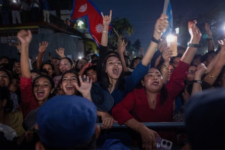Supporters of Balendra Shah celebrating in Damak, Jhapa district