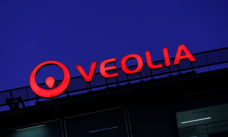 A logo on the windows of the Veolia Environnement headquarters in Paris