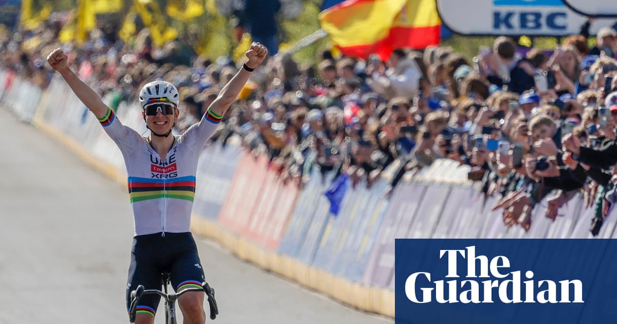 Pogacar holds off Van der Poel to win record-equalling third Tour of Flanders