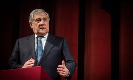 The Italian foreign minister, Antonio Tajani, at a book presentation in Rome on 9 January.