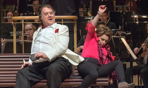 Bryn Terfel and Rebecca Evans (Alice Ford) in the RLPO’s concert staging of Falstaff