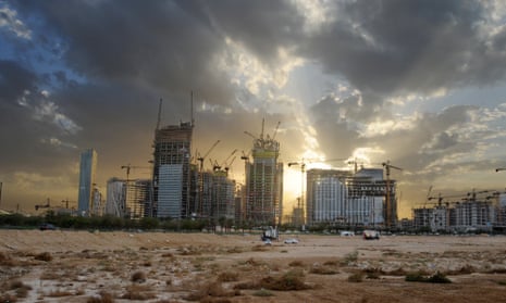 Construction of Riyadh’s King Abdullah financial district. Saudi Arabia’s King Salman has ordered a stop to any new projects and a freeze on all appointments.