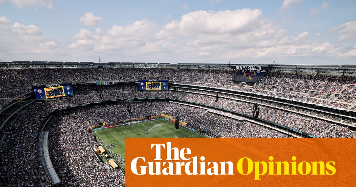 Fans arrive at a ‘UNITED AS ONE’ World Cup match, pausing briefly to sell a kidney to cover parking before submitting their biometric data to FIFA and friends.