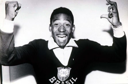 Pelé is jubilant after scoring twice in the 1958 World Cup final.