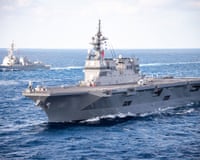 US Japan Navy Joint Exercises in the Philippine Sea, Philippine Sea, Philippines - 24 Jan 2022Mandatory Credit: Photo by EyePress News/REX/Shutterstock (12773515h)
U.S. aircraft carriers the Nimitz-class aircraft carrier USS Carl Vinson, USS Abraham Lincoln, and JMSDF Hyuga-class helicopter destroyer J Hyuga carry out joint naval exercises in the Philippine Sea, including waters just east of Taiwan on Jan 22, 2022 for effective deterrence and response. The exercises were the largest drills involving aviation-capable ships since the October exercise with the U.S Navy's Ronald Reagan and Carl Vinson carrier strike groups, the Royal Navy's Carrier Strike Group 21 (CSG21) and the Japan Maritime Self Defense Force (JMSDF) Escort Flotilla 2. (US Navy/EYEPRESS)
US Japan Navy Joint Exercises in the Philippine Sea, Philippine Sea, Philippines - 24 Jan 2022