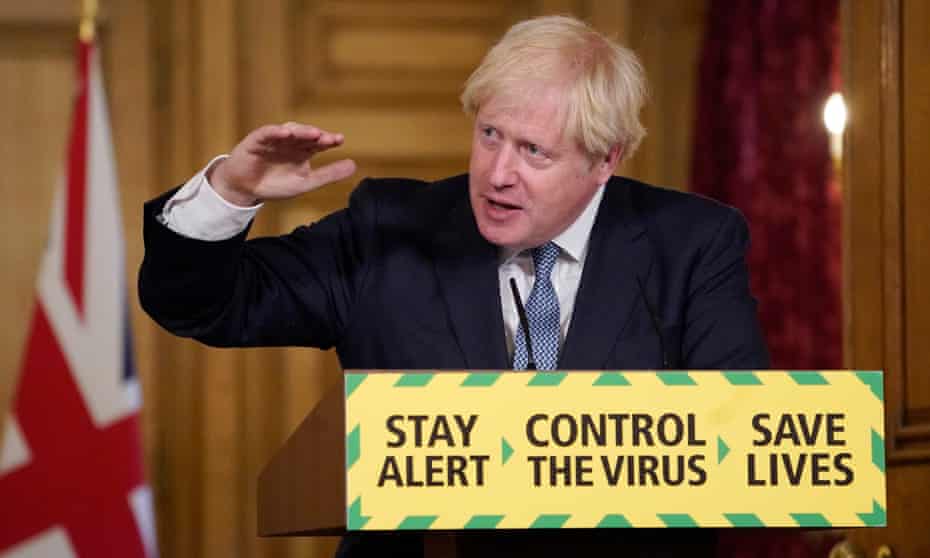 Britain’s Prime Minister Boris Johnson at press conference.