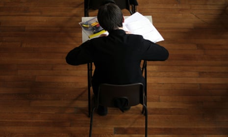A student takes an exam.