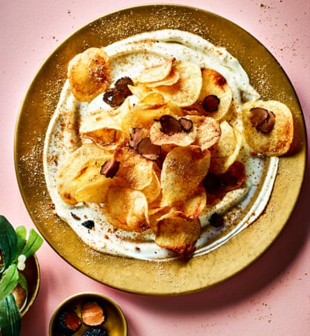 Nicola Hordern’s crisps with Italian autumn truffle and creme fraiche.