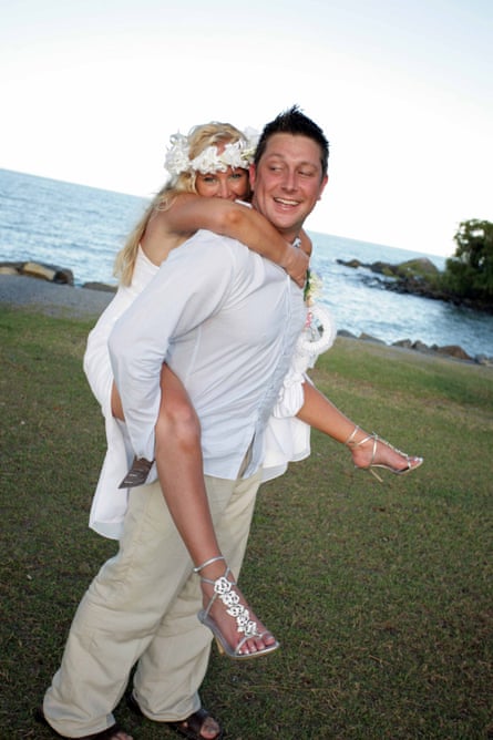 Samantha Ross and Adam at their wedding in Port Douglas, 2006