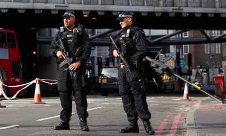 Armed police near Borough Market in London.
