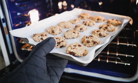 Vegan oatmeal chocolate chip cookies.