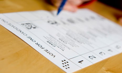 A postal voting form for the general election