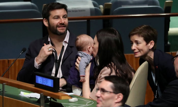 Jacinda Ardern Makes History With Baby Neve At Un General Assembly World News The Guardian