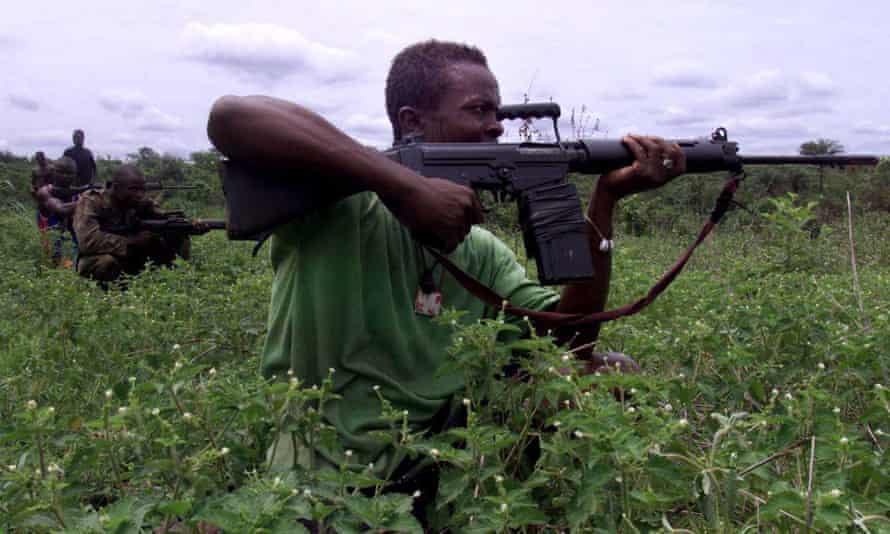 Sierra Leonean government troops during the country’s civil war, 2000.